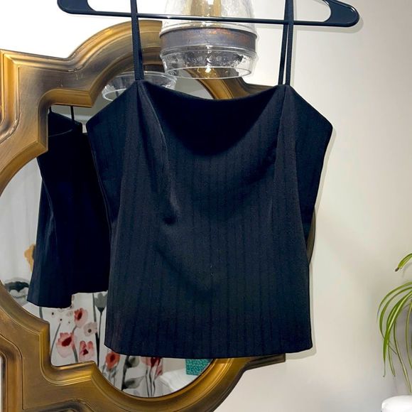 WOMENS Y2K FITTED BLACK CAMISOLE SIZE XS - Picture 2 of 8